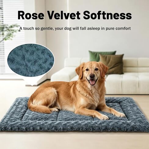 Large Size Washable Non‑deformable Rose-Velvet Comfort Dog Crate Mat in Saudi Arabia