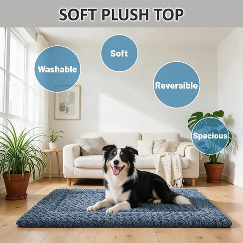 Large Size Washable Non‑deformable Rose-Velvet Comfort Dog Crate Mat in Saudi Arabia