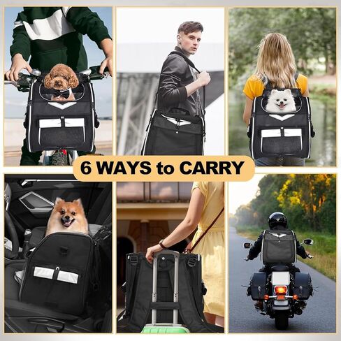Dog Bike Basket, Foldable Pet Bike Carrier Backpack with Safety Strap, Waterproof Pet Bike Basket Suitable for Small Cats Kitten Puppy Dogs （New Black） in Kuwait
