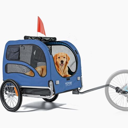 VEVOR Dog Bike Trailer, Supports up to 100 lbs, Pet Cart Bicycle Carrier, Easy Folding Frame with Quick Release Wheels, Universal Bicycle Coupler, Reflectors, Flag, Collapsible to Store in Saudi Arabia