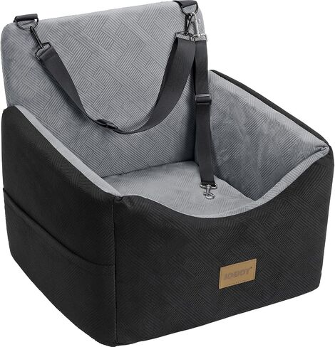 JOEJOY Dog Car Seats for Small Medium Dogs Under 35lbs, Dog Booster Seat with Detachable Washable Cover and Cushion, Memory Foam Pet Car Seat with Safety Belt and Storage Pockets (Black) in Saudi Arabia