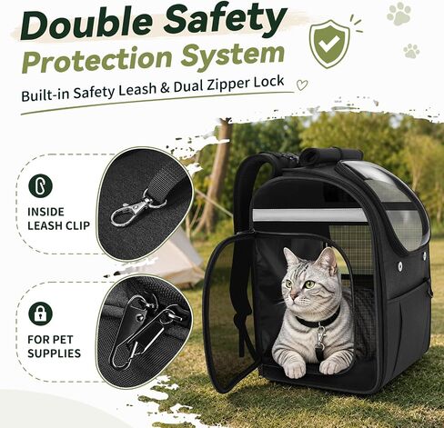 Apollo Walker Cat Carrier Backpack, Spacious, Stable and Breathable, Black in Kuwait