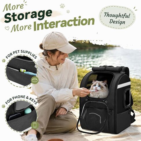 Apollo Walker Cat Carrier Backpack, Spacious, Stable and Breathable, Black in Kuwait