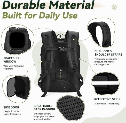 Apollo Walker Cat Carrier Backpack, Spacious, Stable and Breathable, Black in Kuwait