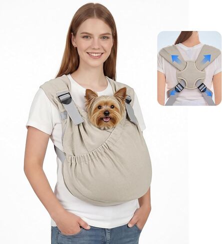 Supet Dog Sling Carrier for Pets, Adjustable Hands Free Front Chest Pouch in Kuwait