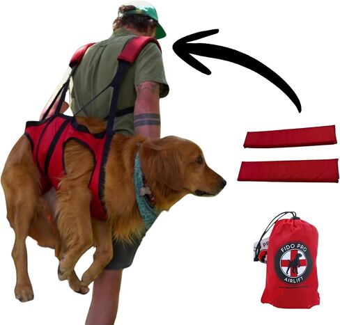 Fido Pro Airlift Original V2 Dog Carrier Sling | Light-Weight Dog Sling Now More Comfortable | for Injured, Sick, or Old Dogs | New Improved Shoulder Padding Now Included | X-Large (70–130 lbs) in Kuwait