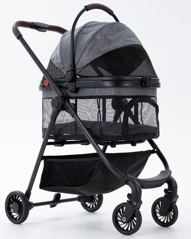 Pet Stroller for Small Dogs & Cats, Foldable with Detachable Carrier in Saudi Arabia