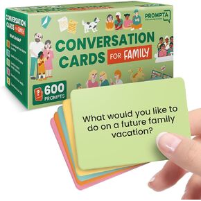 600 Conversation Cards for Families – Fun Conversation Starters Card Game for Adults and Families – Road Trip Must Have Travel Game to Get to Know Your Family - Kids Dinner Time
