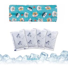 KUDES Dog Cooling Bandana Collar with Recyclable Ice Packs, Pet Dog Adjustable Ice Chill Out Collar Scarf Neck Cooler Wrap for Cat Small Medium Large Dogs Summer (Blue Dogs, Medium)
