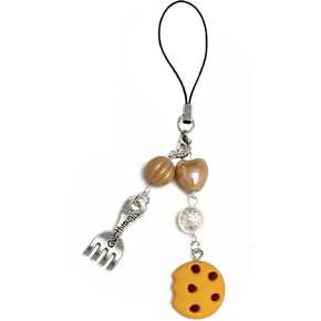 nocoeed Cute Phone Charm Aesthetic Y2K Phone Charms Strap Red Strawberry Bear Star Cake Fork Spoon Heart Accessories for Phone Keychain Camera Purse Backpack Bag Pendants Décor (1x cookie) in Kuwait