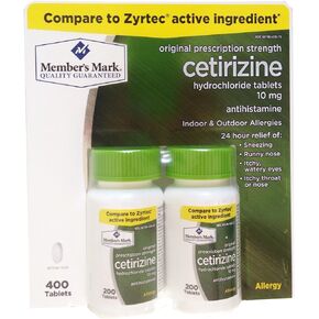 Member's Mark Formerly Known As Simply Right Cetirizine Hydrochloride Allergy Tablets,10 mg-400 Count.