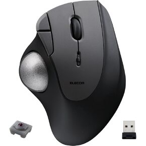 ELECOM Ergonomic Comfort Design Trackball IST Wireless 2.4GHz Connection, Smooth Tracking with Ruby Ball Bearing, 36mm Ball, Thumb Control, Compatible for Windows, PC, and Mac Black (M-IT10DRBK)