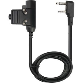 U94 PTT Military 2-Pin Adapter 7.0mm Plug Push to Talk for Baofeng ham Radio AR-152 BF-F8HP BF-F9 UV-5R UV-82HP UV-82 UV-5RE UV-6R BF 888S H-777 RT22 Kenwood Two Way Radio