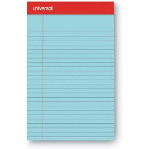 Universal 35850 Narrow Ruled Writing Pads, 5 x 8, Blue, 50 Sheet, Dozen