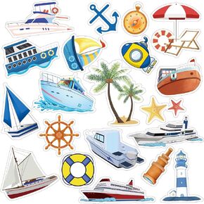 Cruise Thick Gel Clings Window Decals 21Pcs Removable and Reusable Sea Navigation Ship Car Thick Gel Clings Anchor Cruise Cabin Door Gel Clings for Carnival Cruise Party Supplies Decor