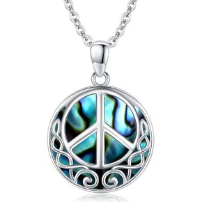 Peace Sign Necklace 925 Sterling Silver Celtic Peace Pendant Necklace Peace Sign Jewelry Gifts for Women Girls Peace Lover