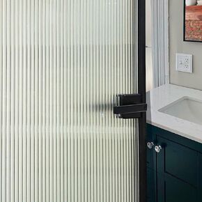 Jahoot Privacy Window Film, Fluted Glass Window Film, Frosted Window Cling Window Tint Decorative Window Stickers Window Decals for Home Anti UV Sun Block, 1/2 inch Reeded Glass, 17.7 x 78.7 inches