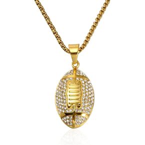Just Follow Basketball Football Rugby Pendant Gold Silver Stainless Steel Chain Sports Necklace Hip-hop Jewelry Fans Gift