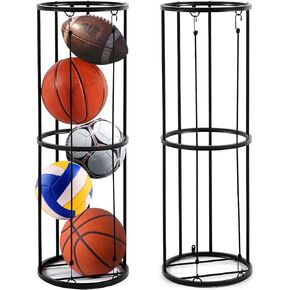 Ysglory Garage Ball Storage Vertical Ball Rack Sports Wall-Mounted Basketball Soccer Ball Holder Football Volleyball Rack Organizer Sports Ball Organizer for Garage, Gym, Playroom