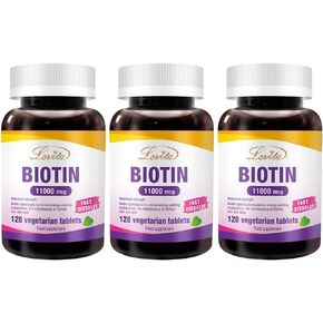 Lovita Biotin 11000mcg, Higher Potent Than Biotin 10000mcg, Fast Dissolvable Biotin Vitamins for Hair Skin and Nails & Hair Growth, 128 Vegetarian Biotin Dissolvable Tablets