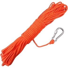 Thorkok Anchor Rope1/4 in (6mm) Floating Rope 32 Ft (10m) Polypropylene Rope Mooring Rope Multifunction Rope Canoe Tow Throw Line with Carabiner for Boat Camping Hiking Awning Tent Canopy(Orange)
