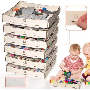 6 Trays Sorter Sifter Box Used for Lego, 6 Different Size Lego Blocks Sorting Boxes Storage Sorter Brick for Lego Blocks, Gift for Lego Lover for Teens and Adults