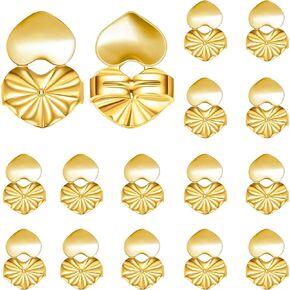 8 Pairs Earring Backs for Heavy Earrings,14K Gold Plated Earring Lifters for Droopy Ears, Hypoallergenic Adjustable Heart Earring Liffters Backs for Droopy Earrings