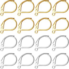 240pcs French Earring Hooks Lever Back Ear Wires Hypoallergenic Earring Hooks French Hook Ear Wire with Open Loop for Earring Designs Jewelry Findings (Golden and Silver)