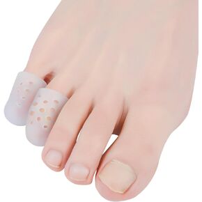 Hoogoo Toe Sleeve Gel S Size, 10 Pcs Breathable Toe Protector, Pinky Toe Cover Sleeves with Holes, Provides Relief from Missing or Ingrown Toenails, Corns, Blisters, Hammer Toes, Reduce Friction
