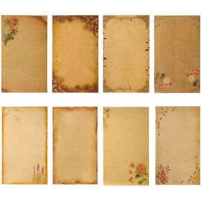 WOPODI 64 Pieces Kraft Writing Paper, 8 Patterns Vintage Floral Writing Stationery Papers Brown A5 Envelopes Mail Paper Double-side Letter Stationery Set for Writing Creative Poems Lyrics Notes in Kuwait