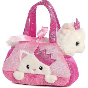 Aurora World Fancy Pals Pet Carrier, Peek-A-Boo Princess Kitty Pink, White, 7 inches