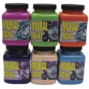 Chroma Mural Paint, Assorted Bright Colors, Pints, Set of 6