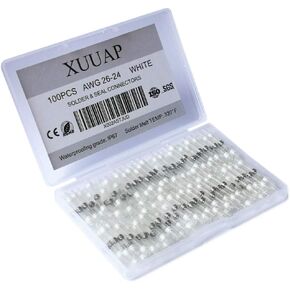 100pcs Solder Seal Butt Connectors 22-18 AWG Red, Waterproof Heat Shrink Wire Connectors, Automotive Marine Electrical Terminals (18 20 22 Gauge)