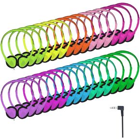 Headphones Bulk for Classroom, Wholesale 30 Pack Multi -Color Childrens Headphones with 3.5 mm Jack for Kids,School, Student, Libraries, Computer Lab, Testing Centers