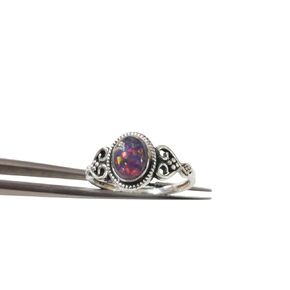 Natural Black Opal Ring, Black Opal Gemstone Ring, October Birthstone, Tiny Bohemian Ring, 925 Sterling Silver, Designer Womens Ring, Christmas, Thanksgiving, Handmade, Statement Jewelry (6)