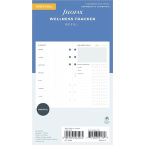 Filofax Organizer Refill, Personal Size, Wellness Trackers Pack, White Paper, 6.73" x 3.74", 56 Sheets (B132688)