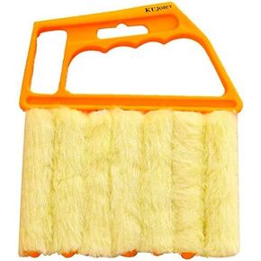 Brush Venetian Blind Cleaner Window Cleaner Brush 7 Slat Removable Washable Dust Collector Microfiber Cleaning Cloth Tools for Window Shutters Air Conditioner Awnings Siding Vinyl Car Fan (Pack of 1)