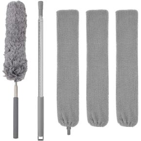 Retractable Gap Dust Cleaner with 55'' Long Handle Gap Dust Cleaning Artifact Flexible Under Appliance Dusters, Washable Microfiber Hand Duster for Household Bed Sofa Furniture Gap, Wet and Dry