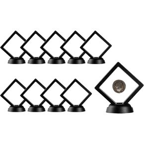 Restaurantware Display Tek 2.8 x 2.8 بوصة حافظات عرض عائمة 10 حافظات عرض إطارية - تُباع بشكل منفصل عرض عائم ثلاثي الأبعاد حافظات عرض مربعة من البلاستيك الأسود لتأمين التذكارات in Kuwait