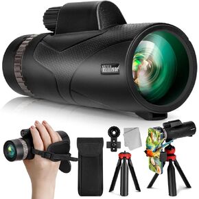 RIWELF 12x55 New Monocular Telescope, Monocular for Adult High Powered with BAK4 Prism FMC Lens with Smartphone Adapter & Anti-Slip Tripod for Wildlife Bird-Watching Hunting Camping (LL-1226)