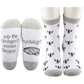 MBMSO 2 Pairs Psychology Socks Mental Health Gift for Psych Doctor Socks Only the Strongest Women Become Psychologists Socks