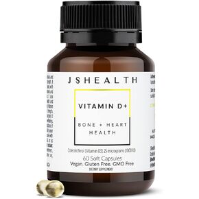 JSHealth Vitamin D3 1000iu Supplement for Healthy Muscle Function, Bone and Heart Health, and Immune Support