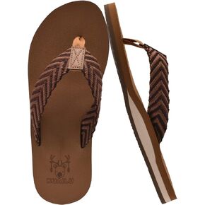 KuaiLu Men's Yoga Mat Leather Flip Flops Thong Sandals with Arch Support Khaki size 12 in Saudi Arabia