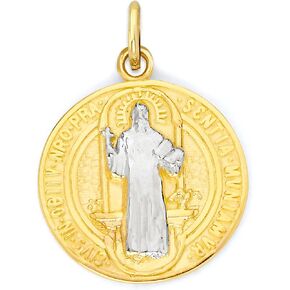 سحر الذهب الصلب للقديس بنديكت عيار 10 أو 14 قيراط، مجوهرات دينية أنيقة مع حلقة القفز بلمسة نهائية باللون البولندي in Kuwait