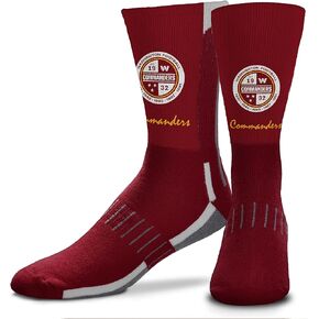 FBF - NFL Adult Team Logo Phenom Script Crew Dress Socks Footwear for Men and Women Game Day Apparel - Washington Commanders