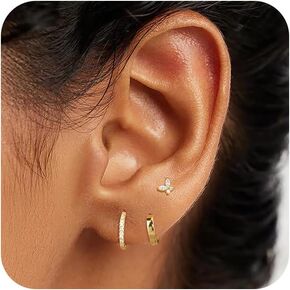 Stud Earrings for Women Dainty Gold Earrings Set for Multiple Piercing Gold Earrings for Women Trendy Hypoallergenic Gold Hoop Earrings Flat Back Earrings 14k Gold Plated Earrings Set for Women Gift for Her