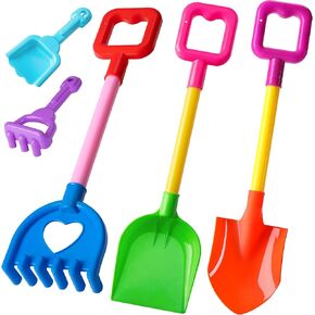 5 قطع من معاول الشاطئ للأطفال من كودري - مجارف الشاطئ بمقبض طويل ألعاب مجارف رملية - مجارف رمل للأطفال مجارف مجرف للحديقة في الفناء الخلفي وحفر الثلج الرملي in Kuwait