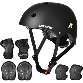Skateboard Helmet, Bike Helmet, Protective Gear Set Knee Elbow Wrist Pads for Kids Boys Girls Toddler Youth Adults Multi-Sports Scooter Roller Skate Inline Skating Cycling Rollerblading