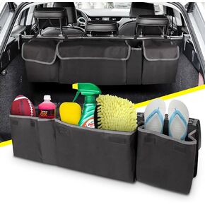 DETYI Car Trunk Organizer, Backseat Hanging Large Storage With Adjustable Straps, Hanging Trunk Organizer for SUV MPV Truck Van Cargo, Waterproof Bag Collapsible 4 Large Storage Pockets
