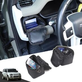 HIRUFAIT Car Storage Bag Compatible with Land Rover Defender 90 110 130 2020-2024, Steering Wheel Both Sides Storage Organizer Accessories Oxford Cloth 2PCS